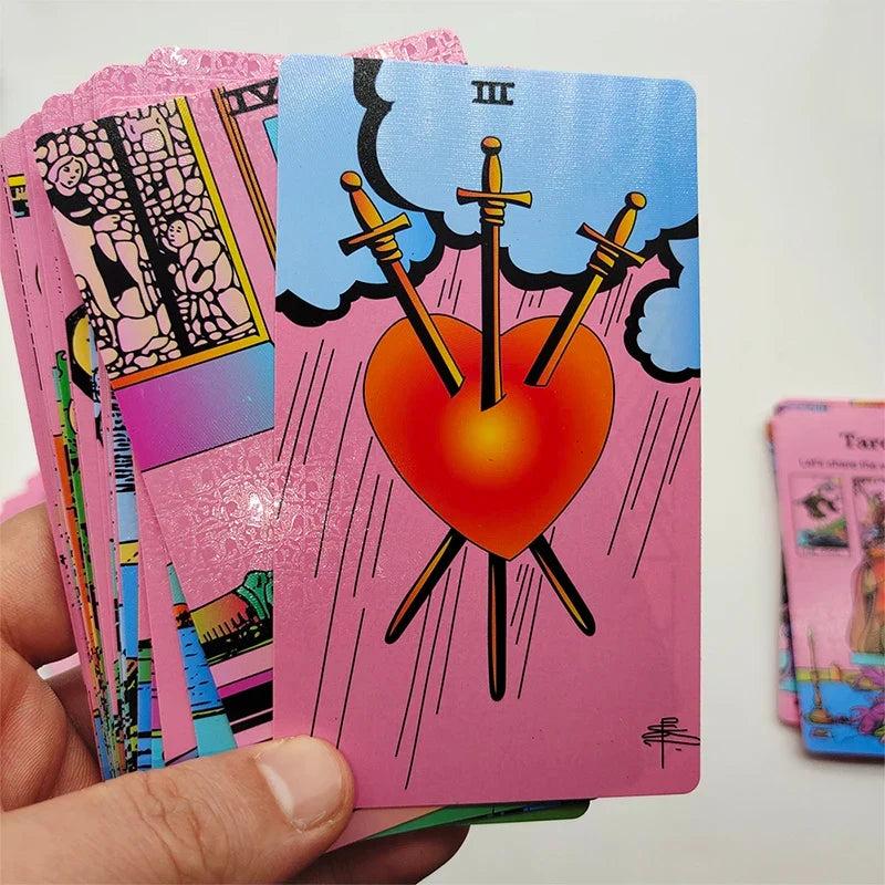 Without Gold Waterproof Plastic Tarot Cards With Manual PVC Board Game Astrologic Oracle Deck For Beginners