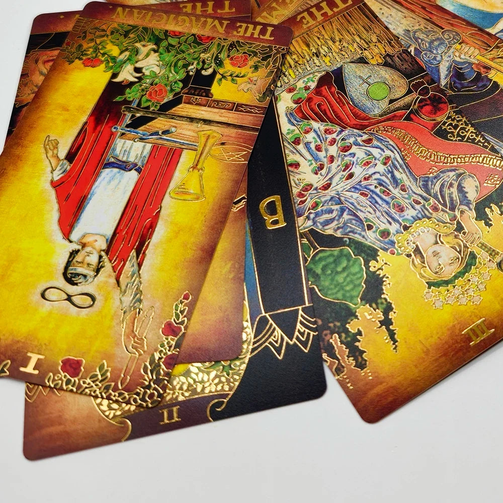 New Arrival Gorgeous Plastic Card Game Vintatge 3D Tarot Luxe Waterproof Glazed Divination Cards With Glitter effect