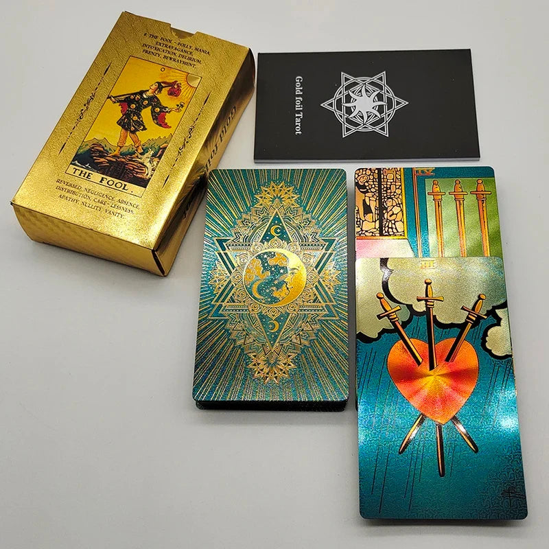 Cost Worthy Luxe Gold Foil Tarot Deck With Nice Plastic Package Board Game of Oracle Cards For Beginners