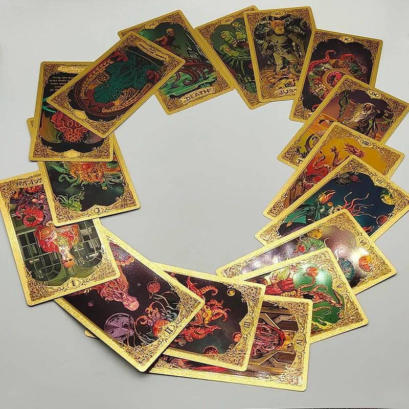 Legend Cthulhu Whispers Of The Old Gods Luxe Gold Foil Tarot PVC Divination Cards With Frosted Finish In Nice Megnetic Box