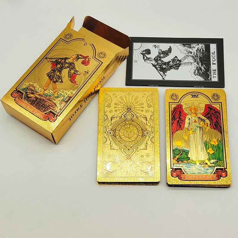 New Version Black Hot Stamping Gold foil Tarot Cards Plastic Rider Oracle Deck For Beginners And Collectors