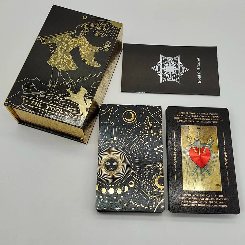 New Version Premium Quality Gold Foil Tarot Divination Oracle Cards With Colorful Illustrated Manual and Megnetic Box