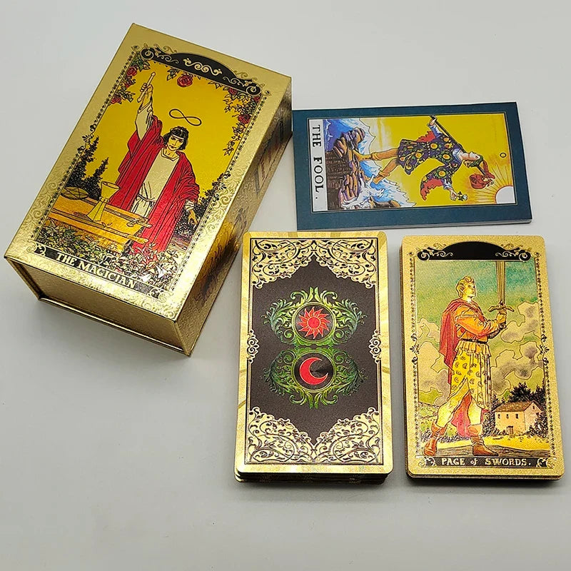 New Version Black Hot Stamping Gold foil Tarot Cards Plastic Rider Oracle Deck For Beginners And Collectors