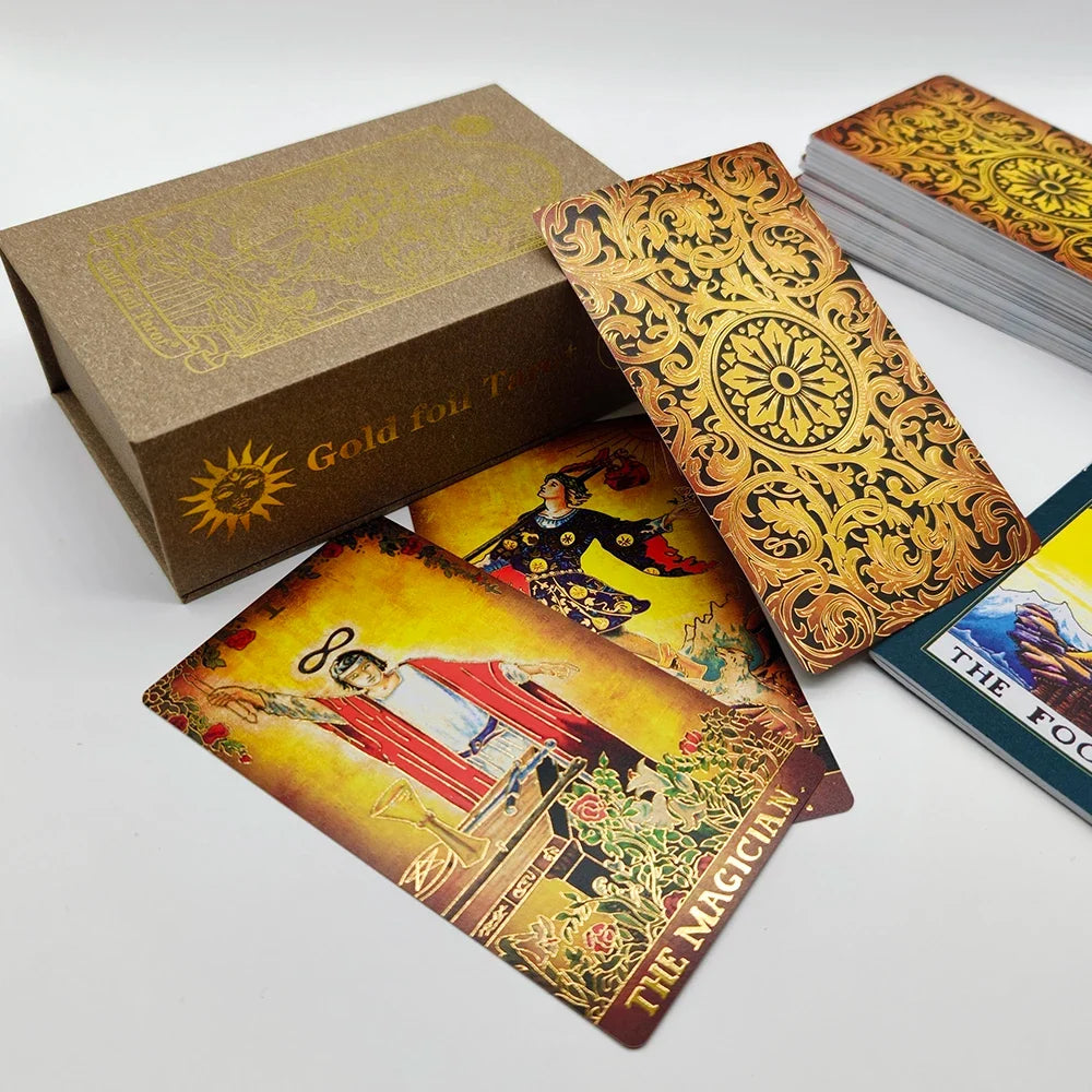 New Arrival Gorgeous Plastic Card Game Vintatge 3D Tarot Luxe Waterproof Glazed Divination Cards With Glitter effect