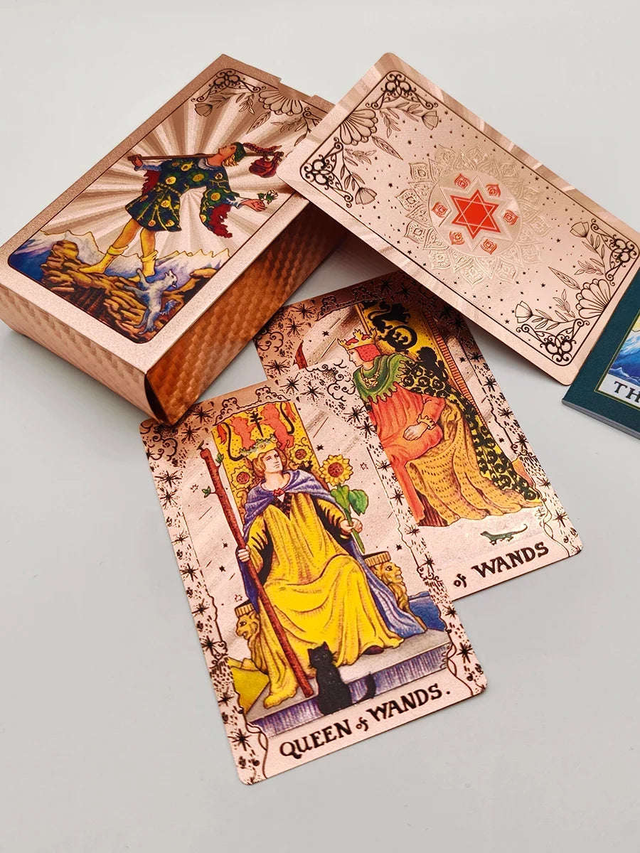 Creative Gold PET Tarot Cards Gorgeous Divinative Board Games Waterproof Astrological Oracle Deck With Guidebook