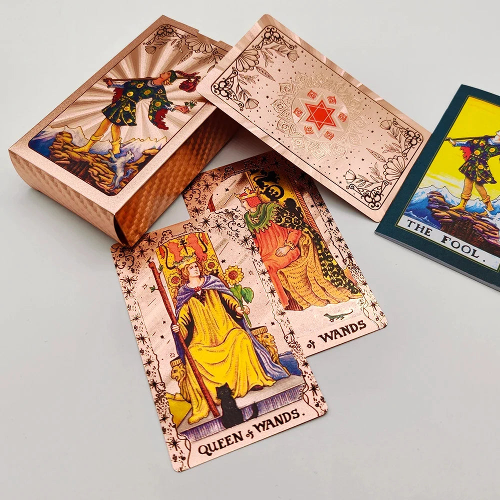 Creative Gold PET Tarot Cards Gorgeous Divinative Board Games Waterproof Astrological Oracle Deck With Guidebook