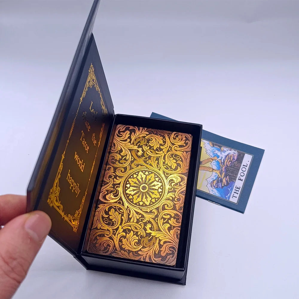 The New Knight Laser Gold Foil Tarot Board Game Set Hot Stamping Luxury PVC Waterproof Wear-resistant Divination Cards