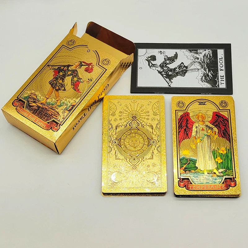 Classical Gold Foil Waterproof Tarot Cards With Megnet Box As Special Gift
