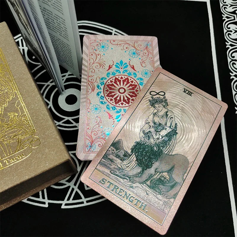 Fantastic 80 Pieces Silver foil Tarot Cards Waterproof PVC Quality With Flip Box As A Luxury Gift