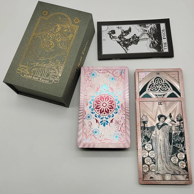 Fantastic 80 Pieces Silver foil Tarot Cards Waterproof PVC Quality With Flip Box As A Luxury Gift