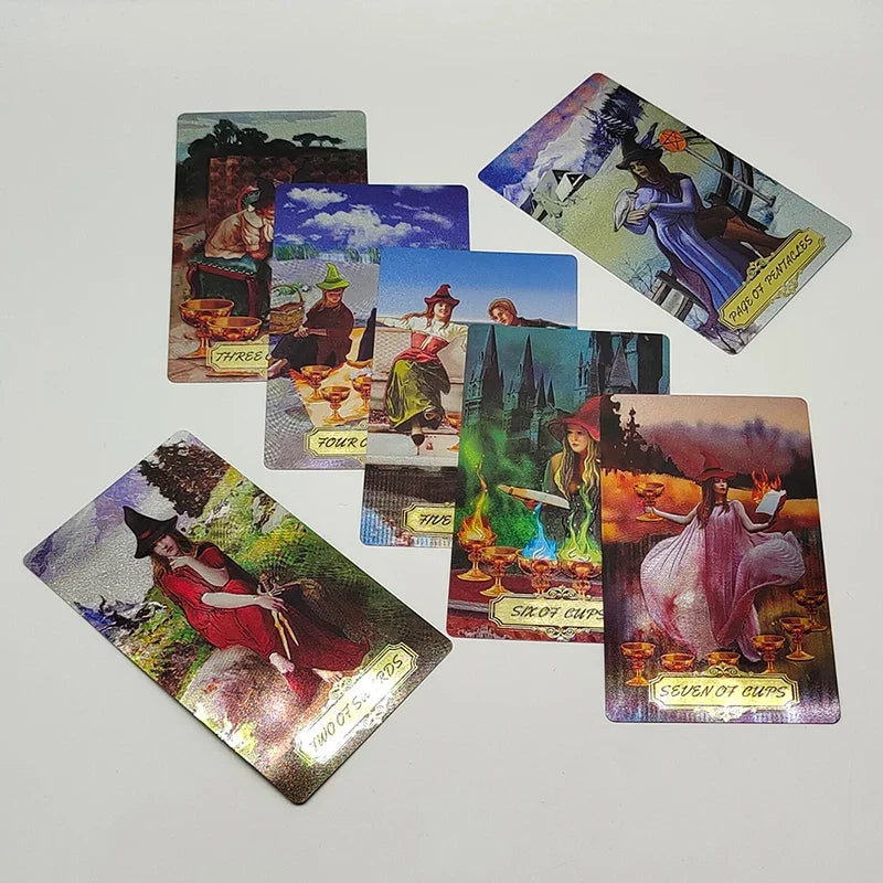 New Pattern Gold Foil Tarot Cards Witch Divine Predictive Board Game Waterproof Mystery Deck For Beginners And Collectors