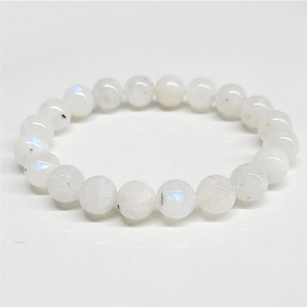 Rainbow Moonstone Round Bead Bracelet - The Goddess Stone