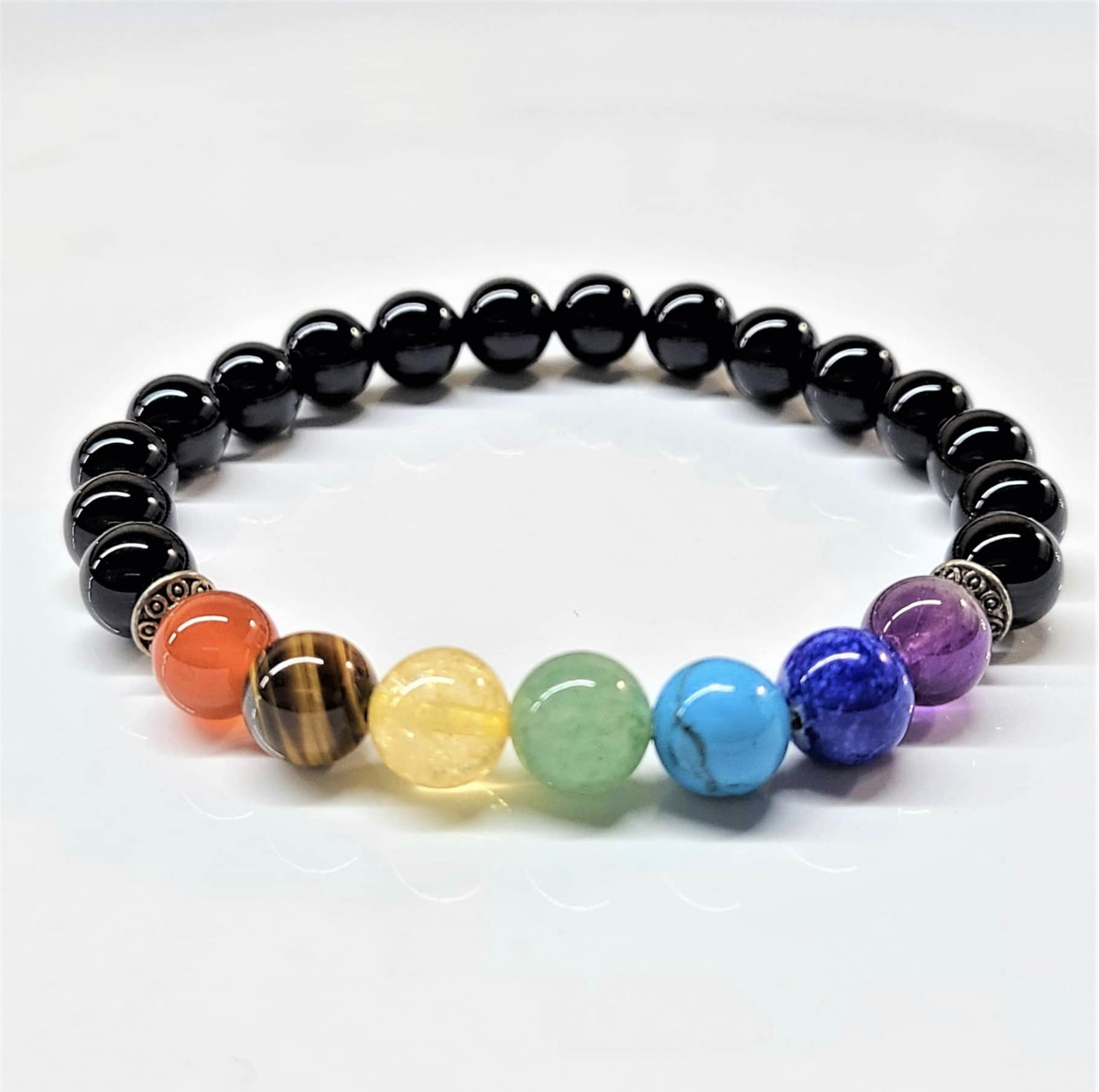 Black Onyx Chakra Round Bead Bracelet - Enduring Strength