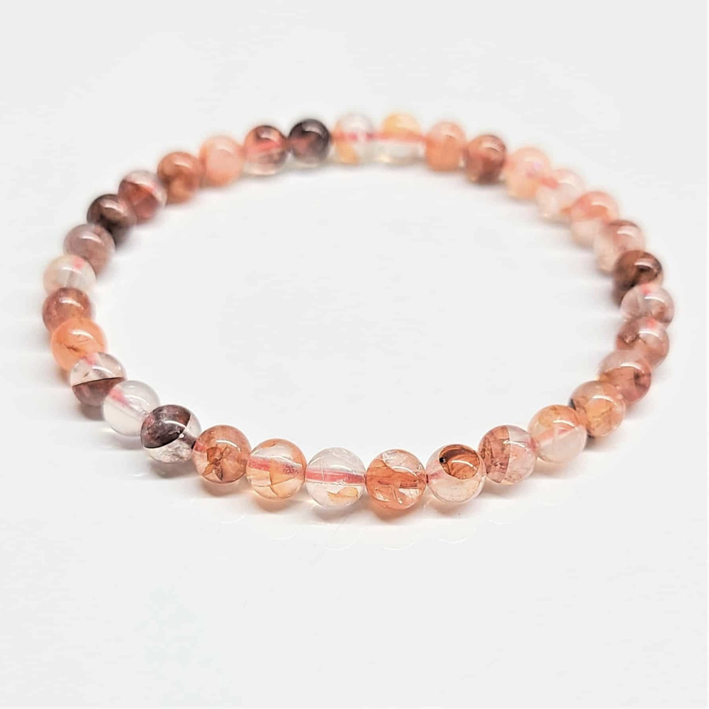 Fire Quartz Round Bead Bracelet - Stone of Vital Energy