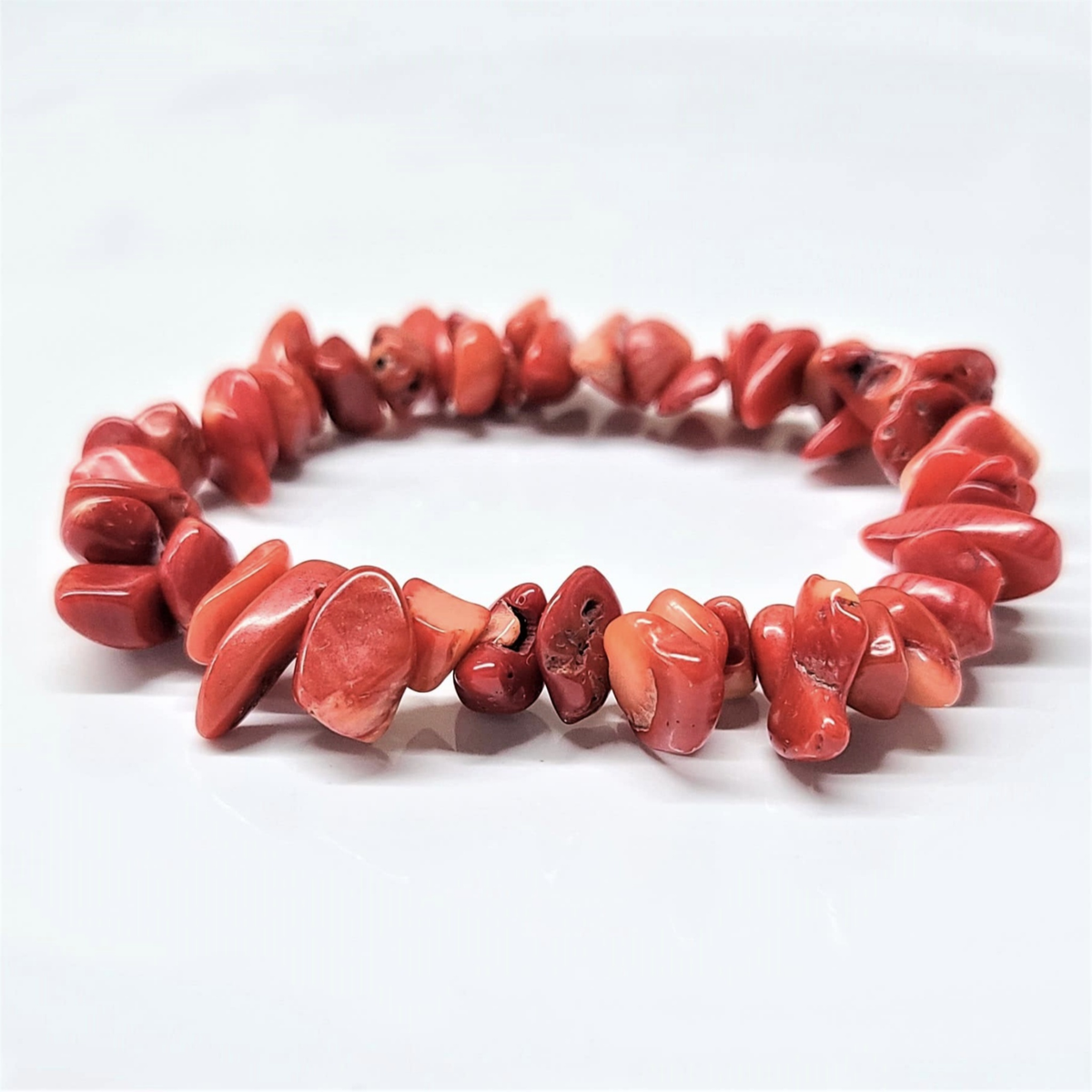 Red Coral Chip Bracelet