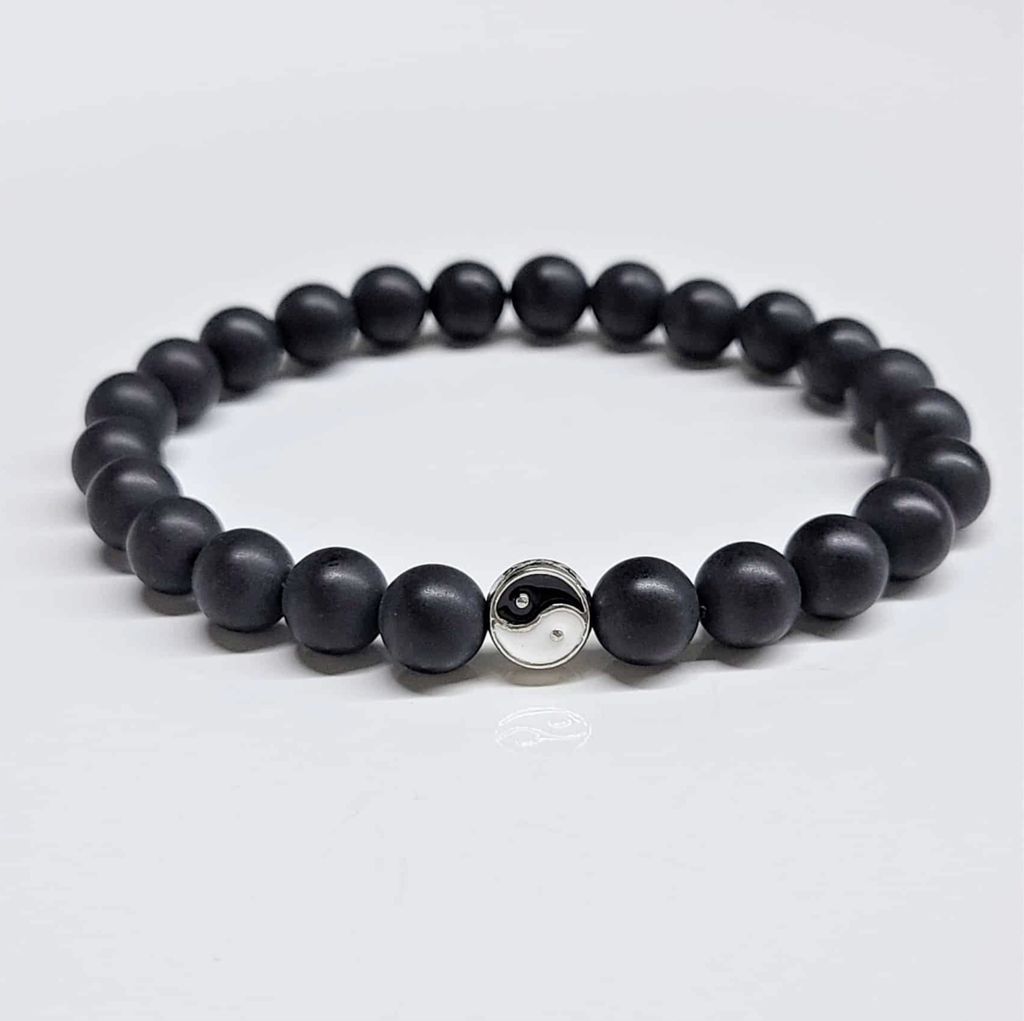 Smooth Lava Yin Yang Round Bead Bracelet 8mm - The Phoenix Bracelet