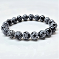 Snowflake Obsidian Round Bead Bracelet - Stone of Purification & Balance