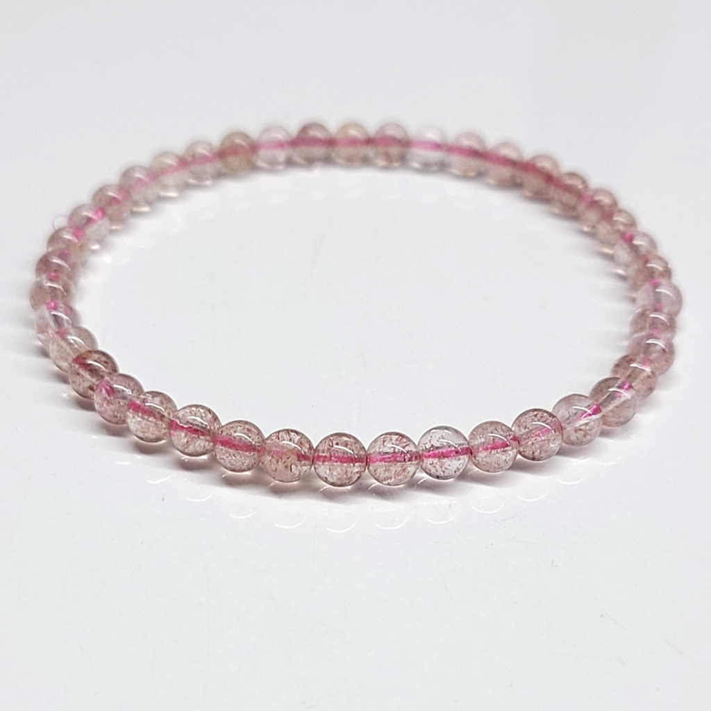Strawberry Quartz Round Bead Bracelet - Stone of Love & Joyful Blessings