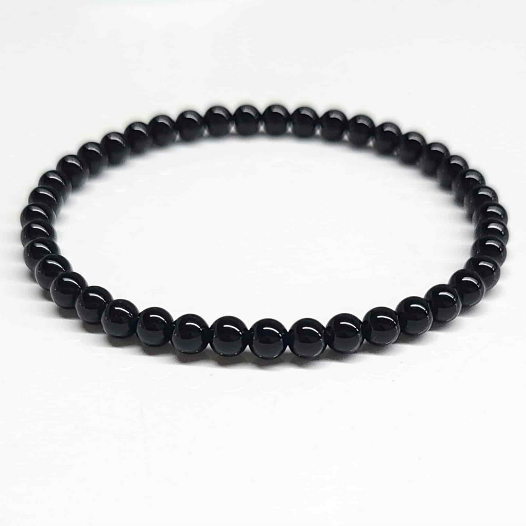 Black Tourmaline Round Bead Bracelet - Energy Filter
