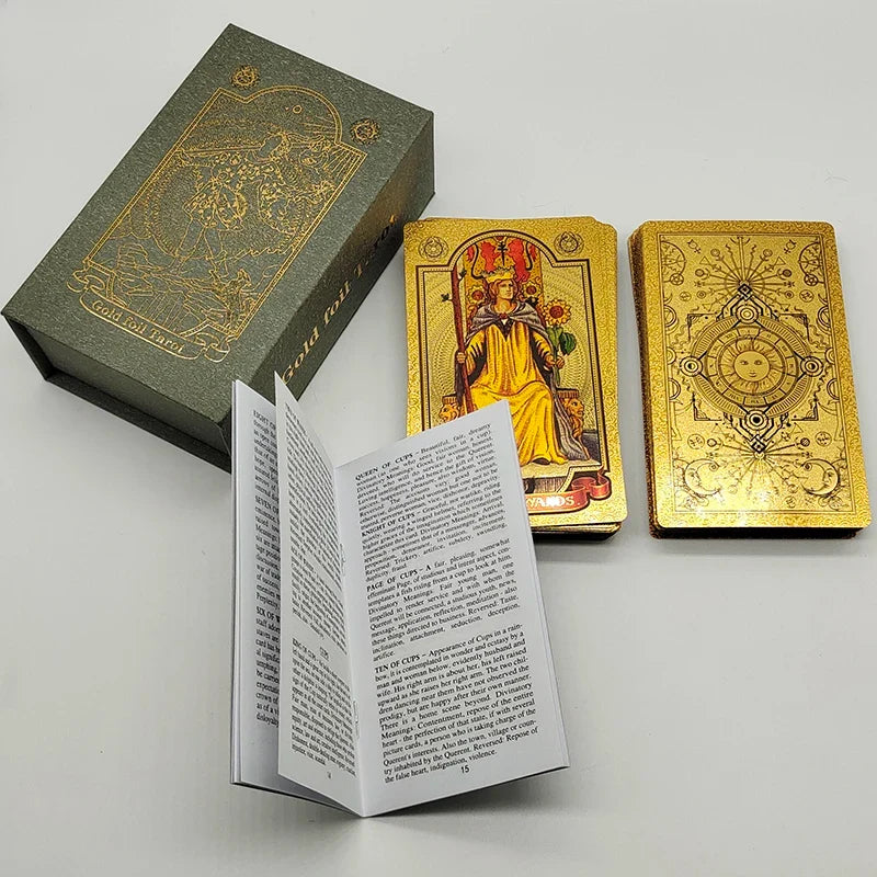 New Version Black Hot Stamping Gold foil Tarot Cards Plastic Rider Oracle Deck For Beginners And Collectors