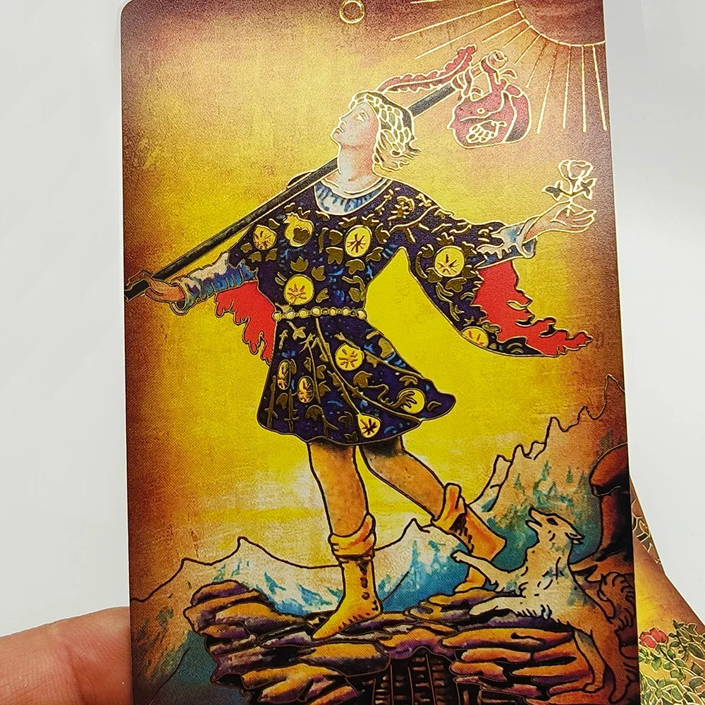 New Arrival Gorgeous Plastic Card Game Vintatge 3D Tarot Luxe Waterproof Glazed Divination Cards With Glitter effect