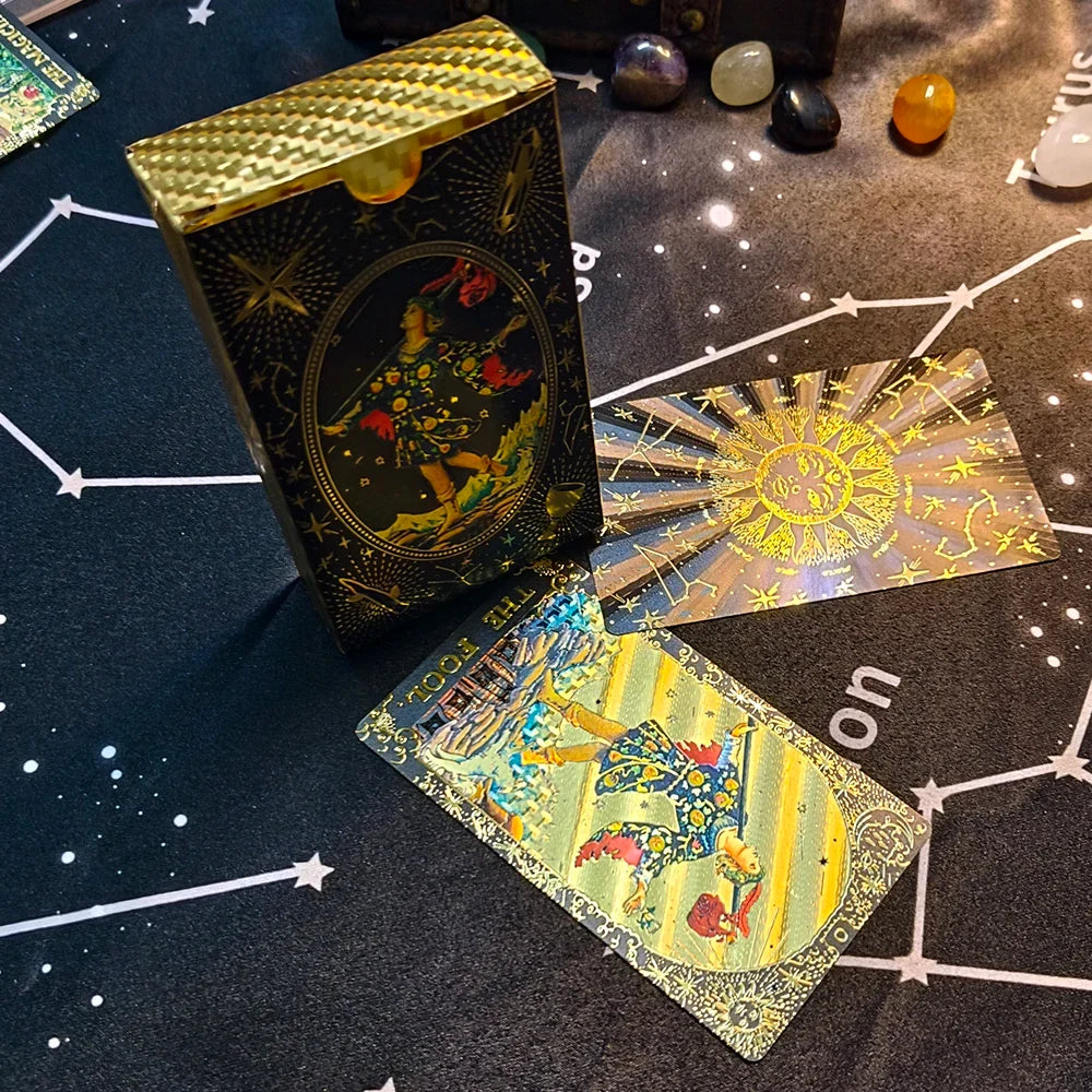 Cost Worthy Luxe Gold Foil Tarot Deck With Nice Plastic Package Board Game of Oracle Cards For Beginners