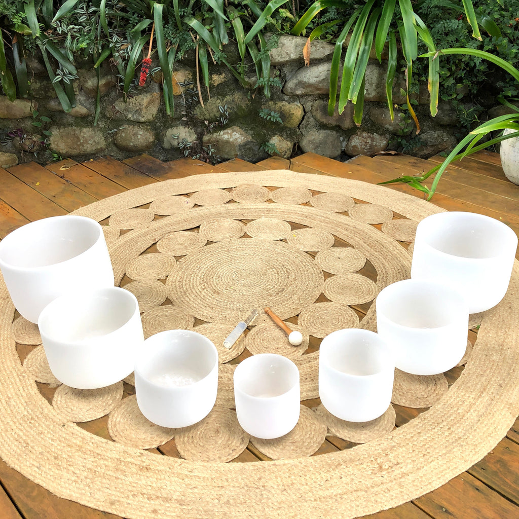 Set of 7 White Sound Therapy Bowls
