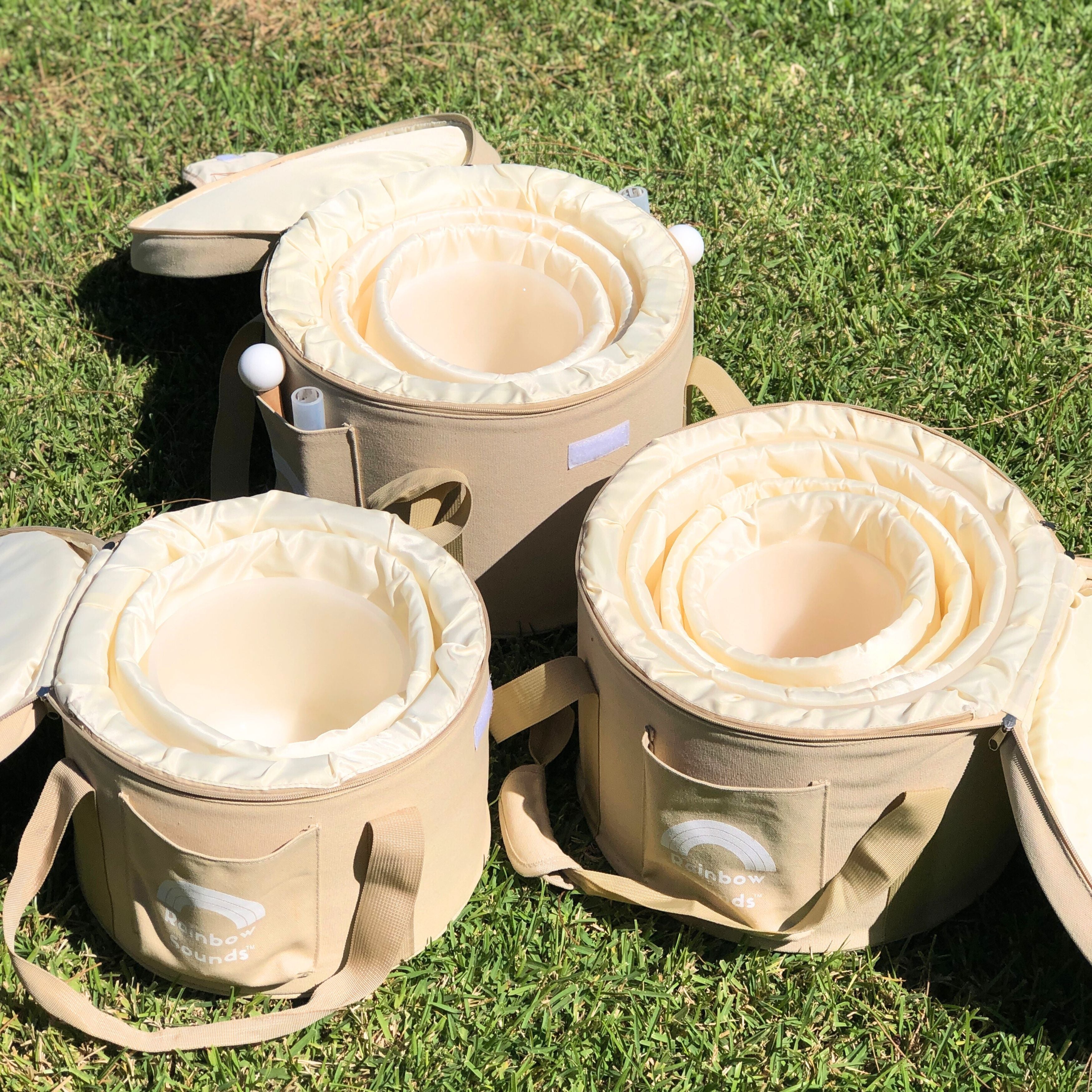 Set of 9 White Sound Therapy Bowls
