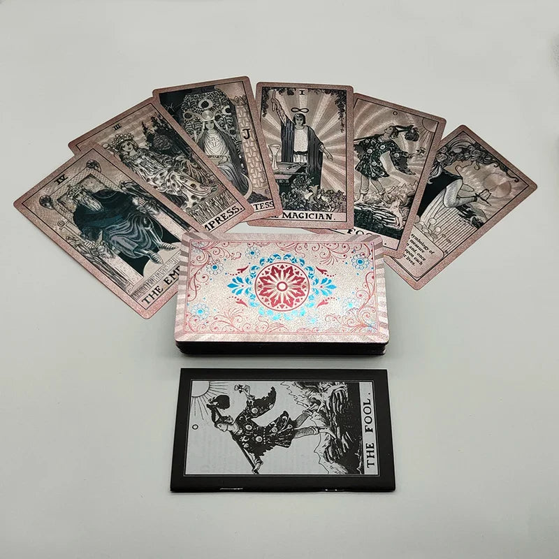 Fantastic 80 Pieces Silver foil Tarot Cards Waterproof PVC Quality With Flip Box As A Luxury Gift