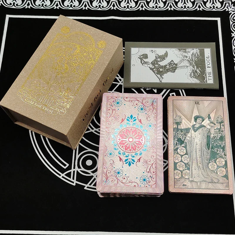 Classical Gold Foil Waterproof Tarot Cards With Megnet Box As Special Gift
