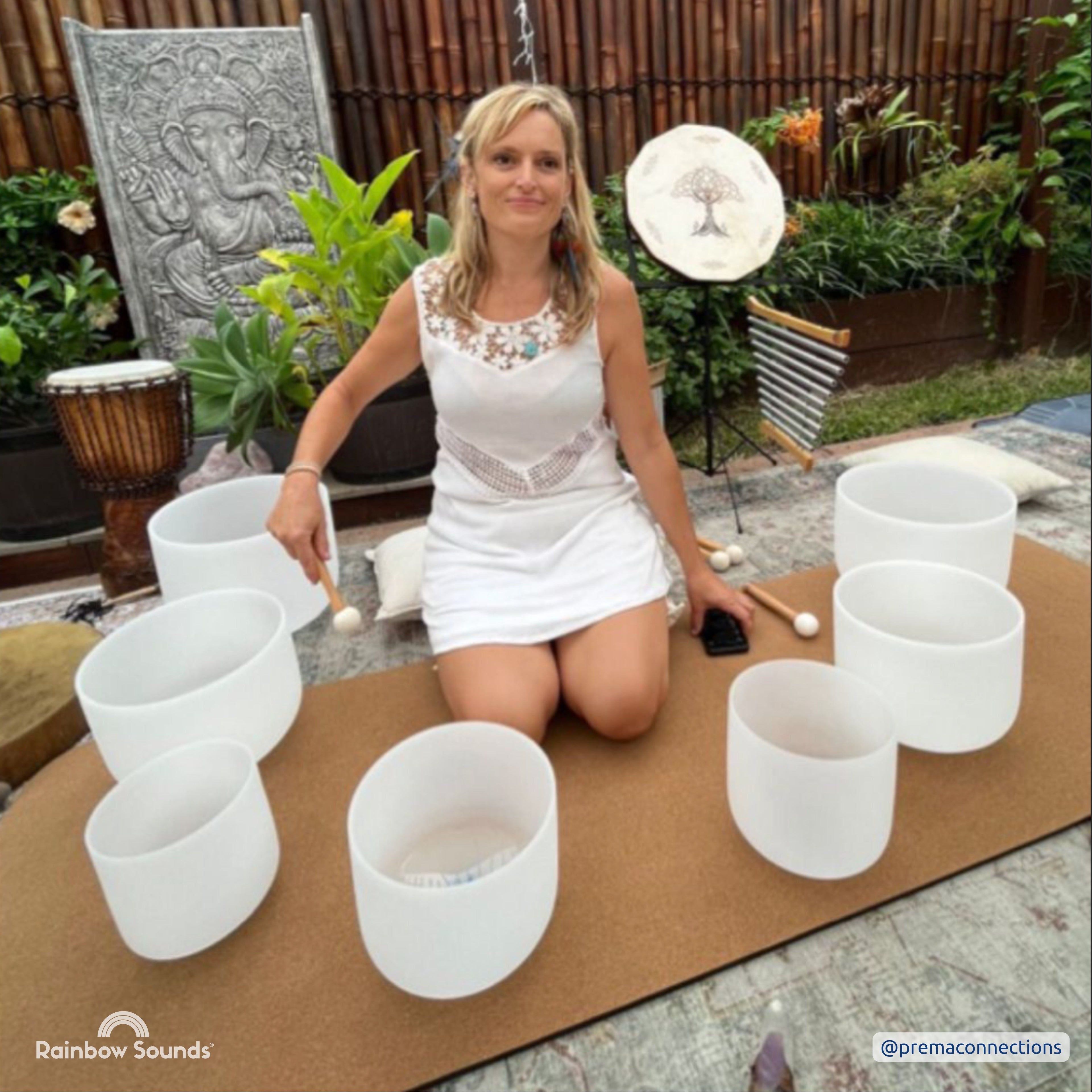Set of 7 White Sound Therapy Bowls
