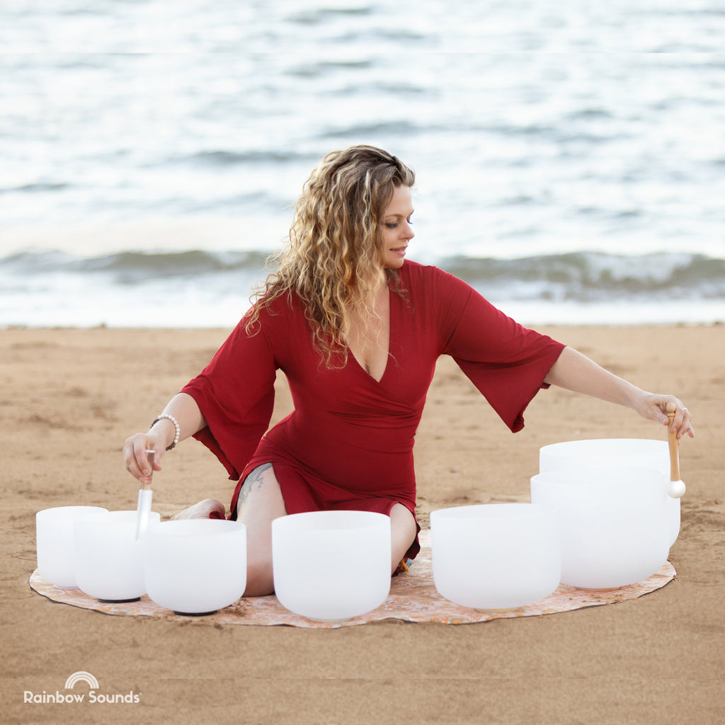 Set of 7 White Sound Therapy Bowls