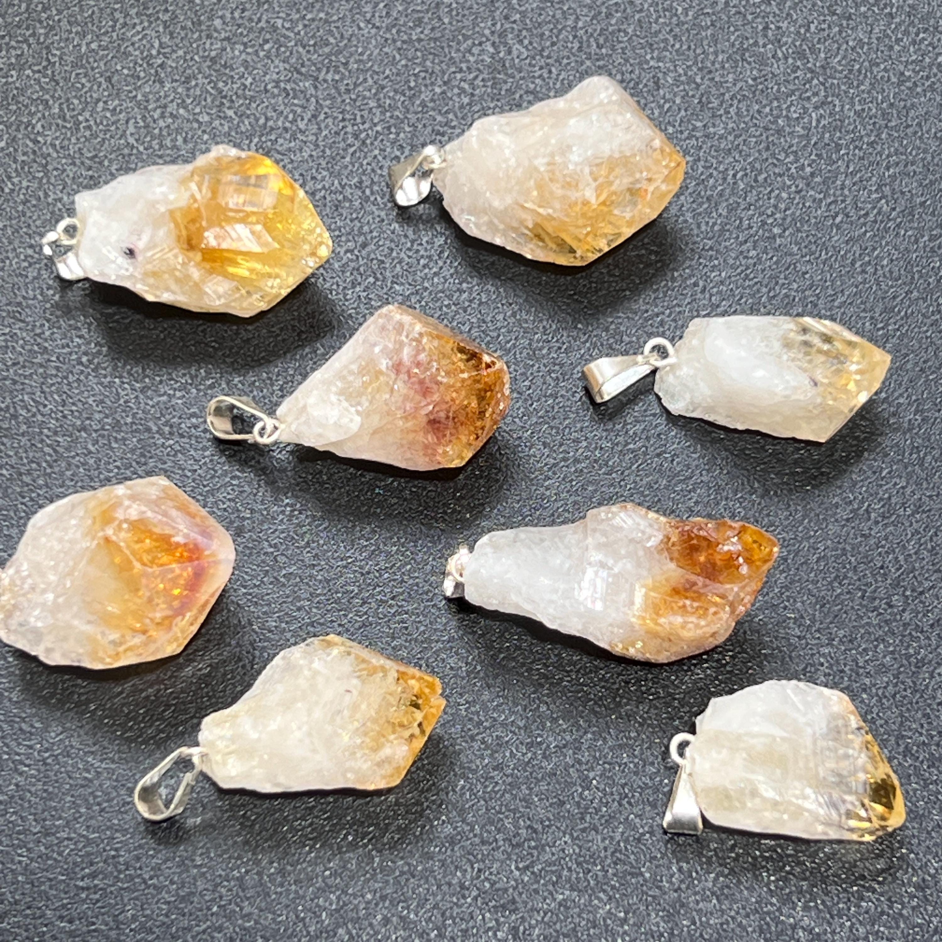 Citrine Crystal Point Pendant (Silver Bail)