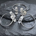 Quartz Crystal Point Adjustable Cuff Bangle Bracelet (Silver Plated)