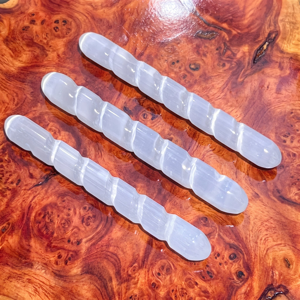 Selenite Satin Spar Crystal Spiral Wand Carving (5-6 Inches)
