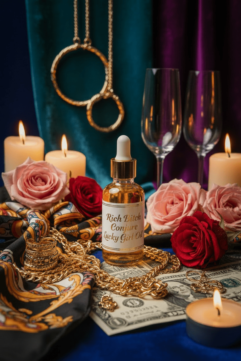 Lucky Rich Girl Hoodoo Conjure Oil | Wealth, Beauty, Glamour & Good Fortune Conjure Oil | Limited Edition