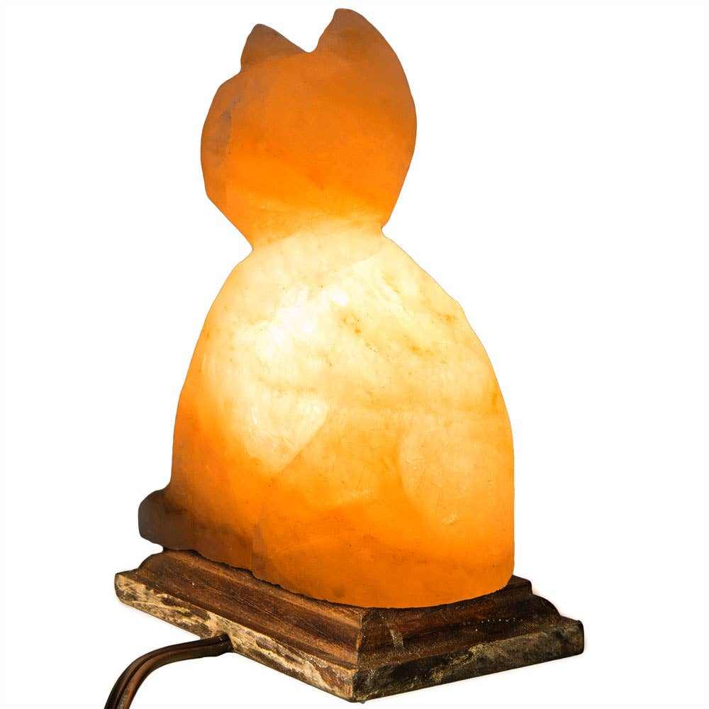 Cat Shaped Salt Lamp  - 10" avg. - Cord, Bulb, Dimmer