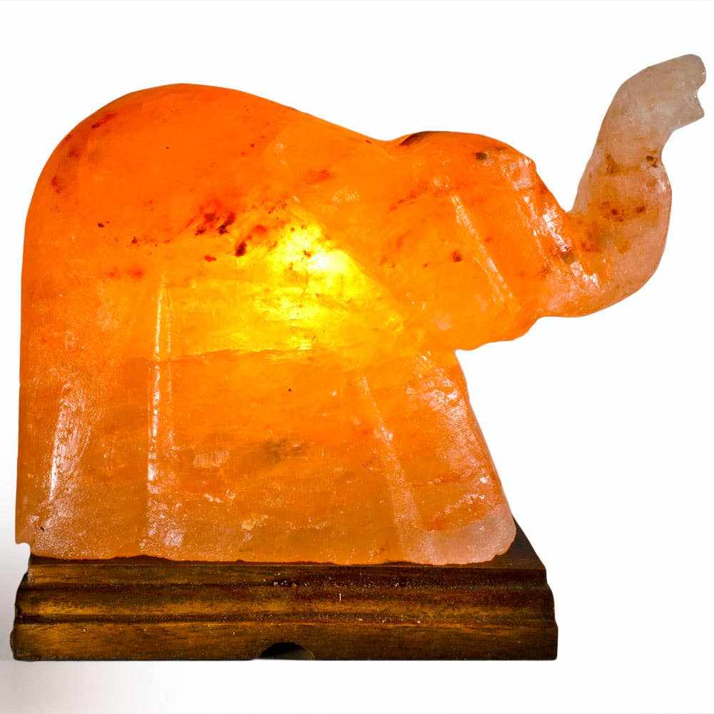 Elephant Shaped Salt Lamp  - 9" avg. - Cord, Bulb, Dimmer