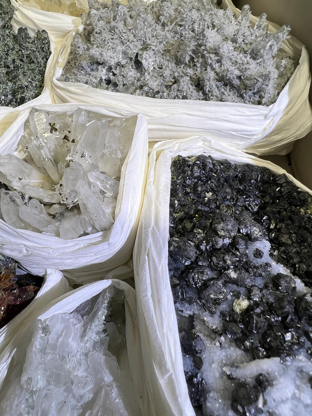 Bulgarian Minerals Crystal Mixed Collection (Large 15.5x10.5 Inch Flat) Pyrite Sphalerite Galena Quartz Pink Mangano Calcite Wholesale Bulk Lot