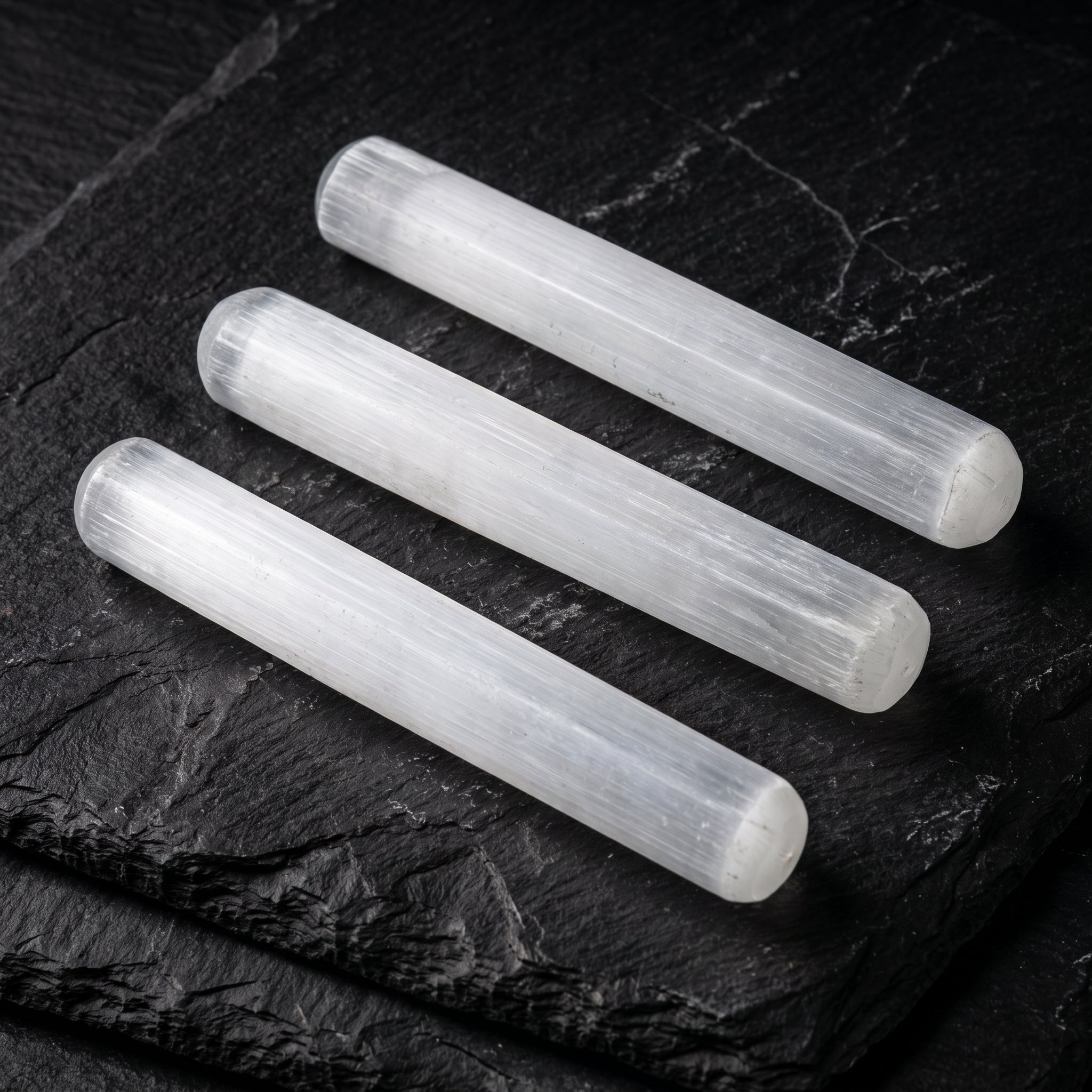 Selenite Satin Spar Crystal Round Wand Carving (5.5 Inches)