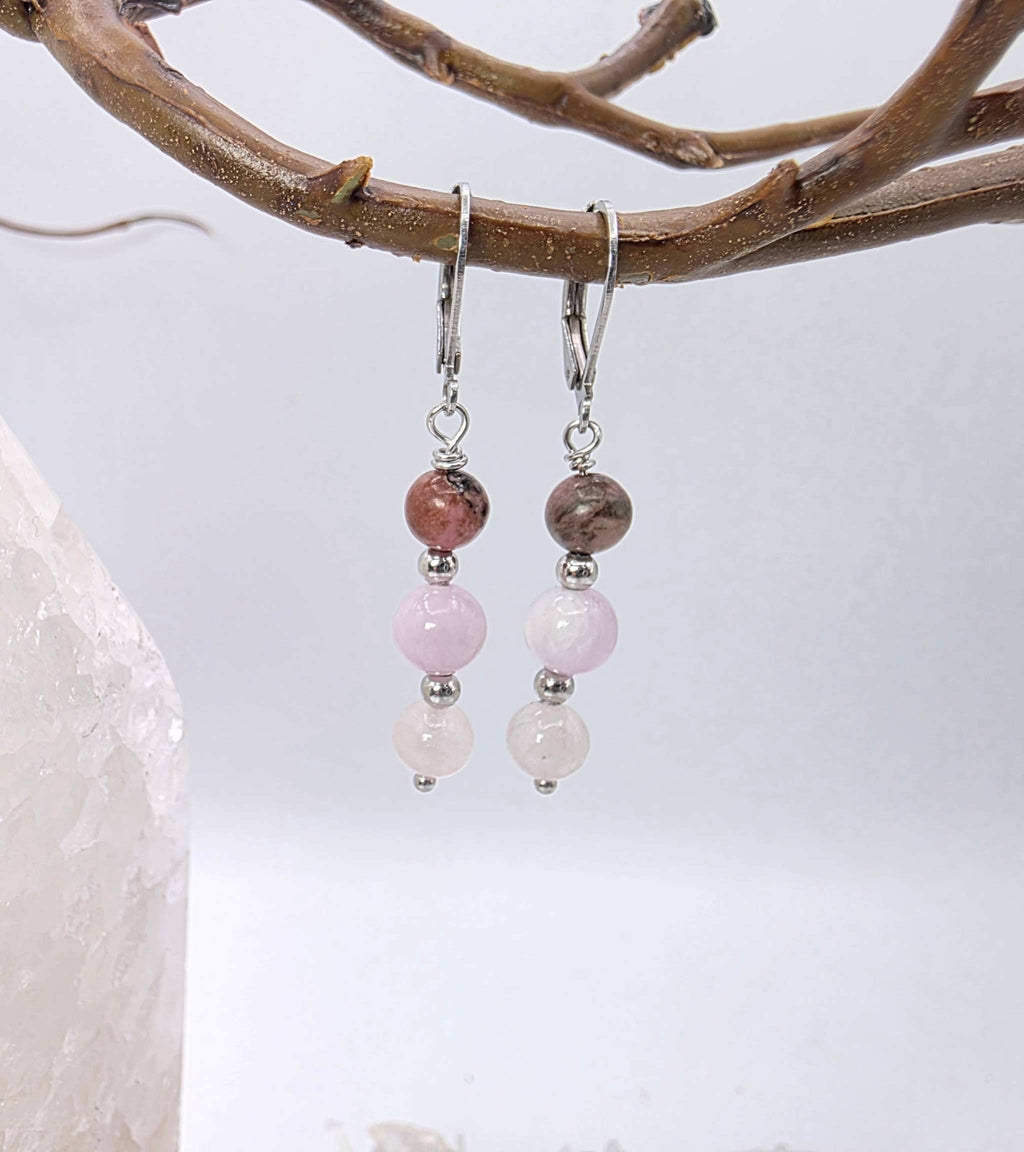 I AM ENOUGH -Kunzite, Rose Quartz, Rhodonite Gem Jewelry Set