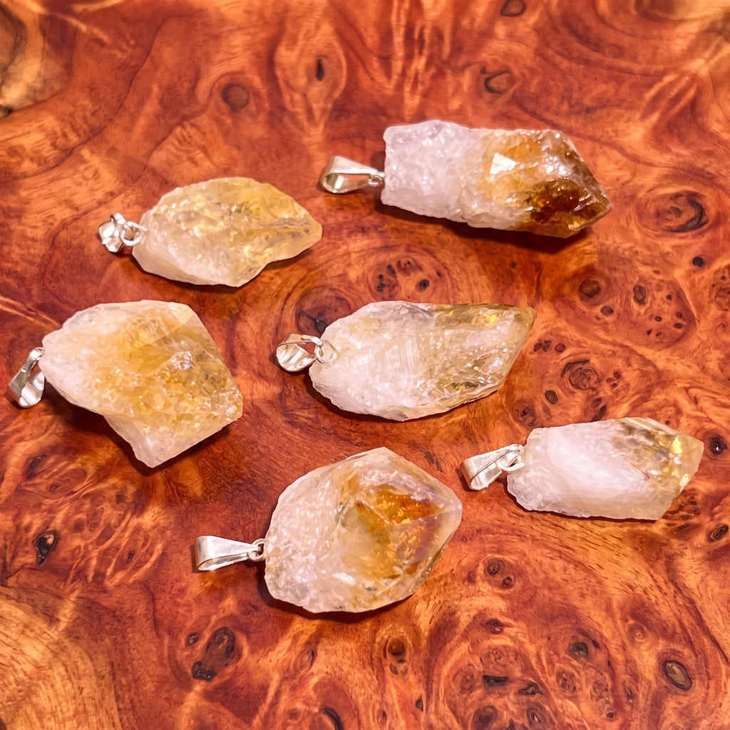 Citrine Crystal Point Pendant (Silver Bail)