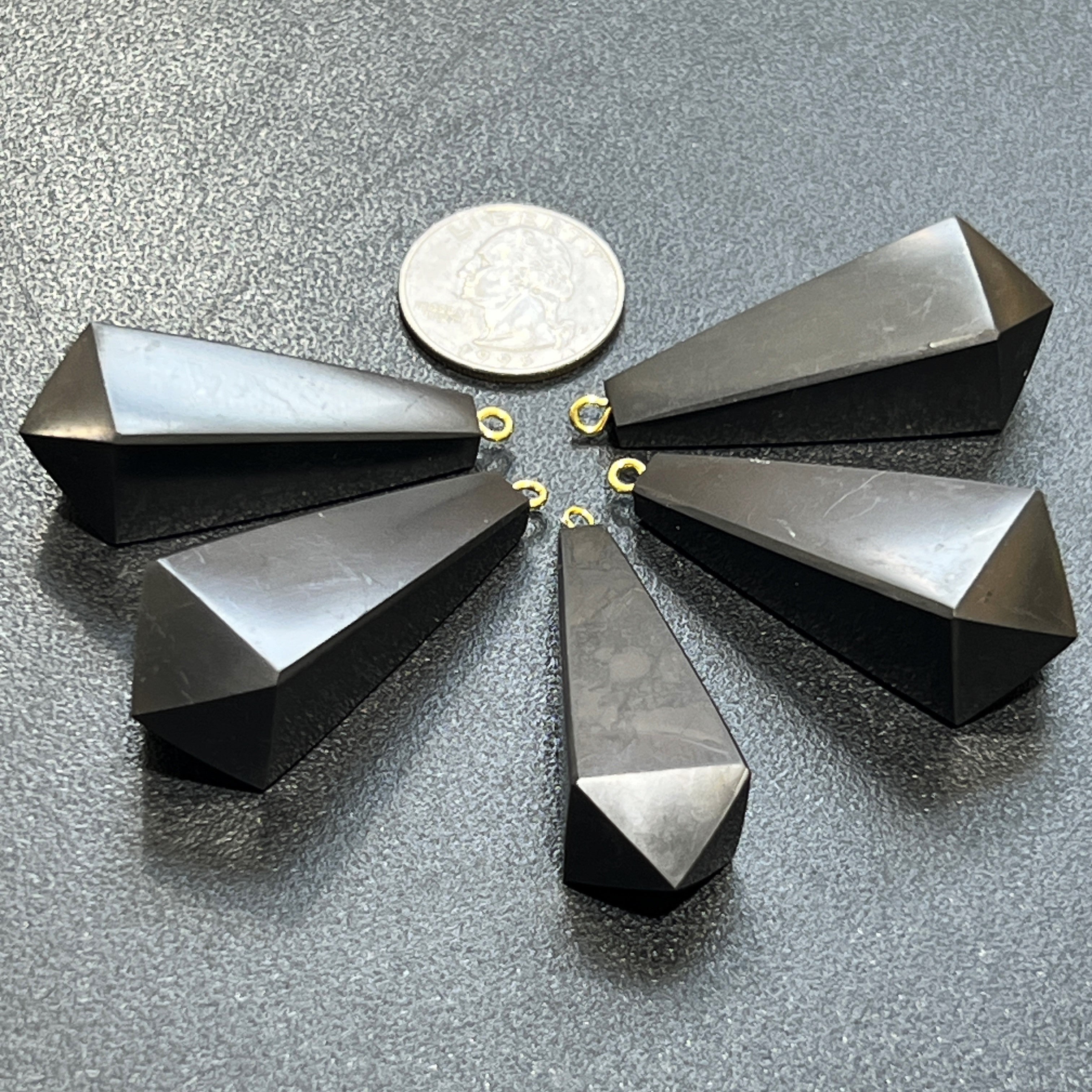 Black Shungite Pendulum Crystal Point Pendant