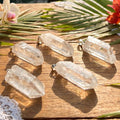 Raw Quartz Crystal Pendant Rough Clear Point (Silver Bail)