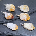 Raw Citrine Crystal Point Pendant (Silver Plated Wire Wrapped)