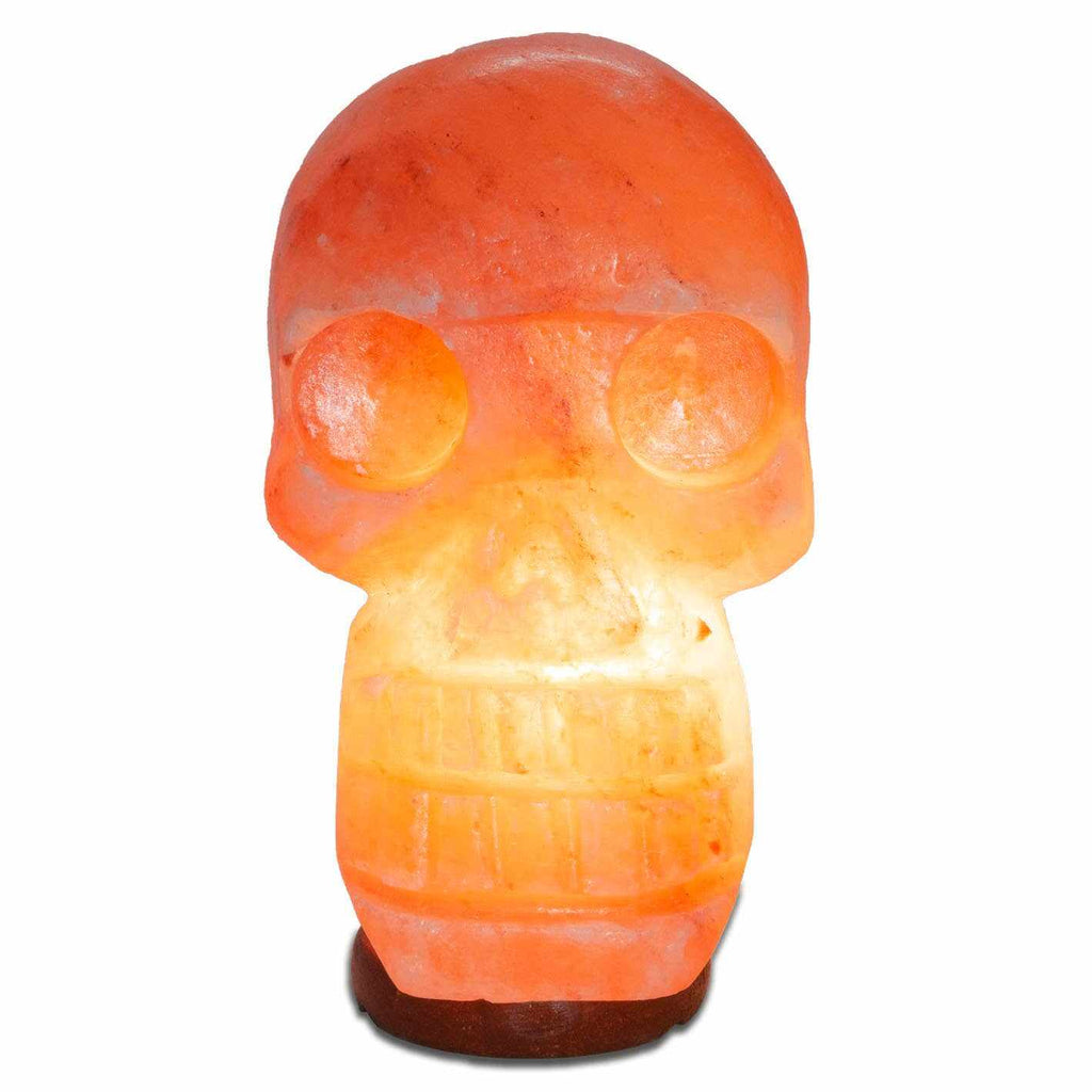 Skull Shaped Salt Lamp  - 9.5" avg. - Cord, Bulb, Dimmer