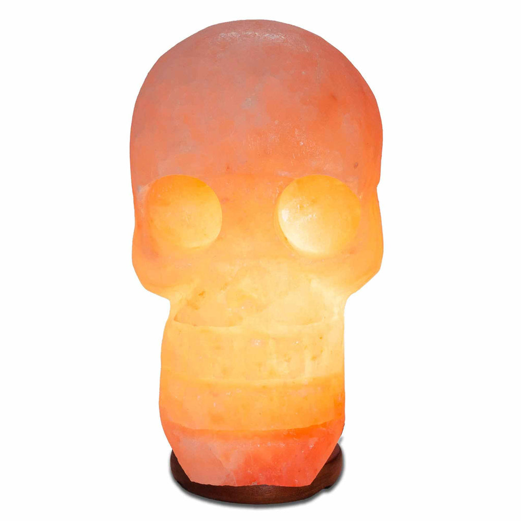 Skull Shaped Salt Lamp  - 9.5" avg. - Cord, Bulb, Dimmer
