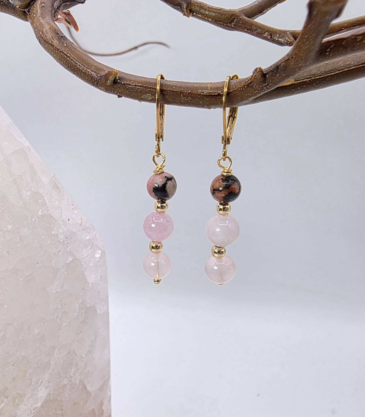 I AM ENOUGH -Kunzite, Rose Quartz, Rhodonite Gem Jewelry Set