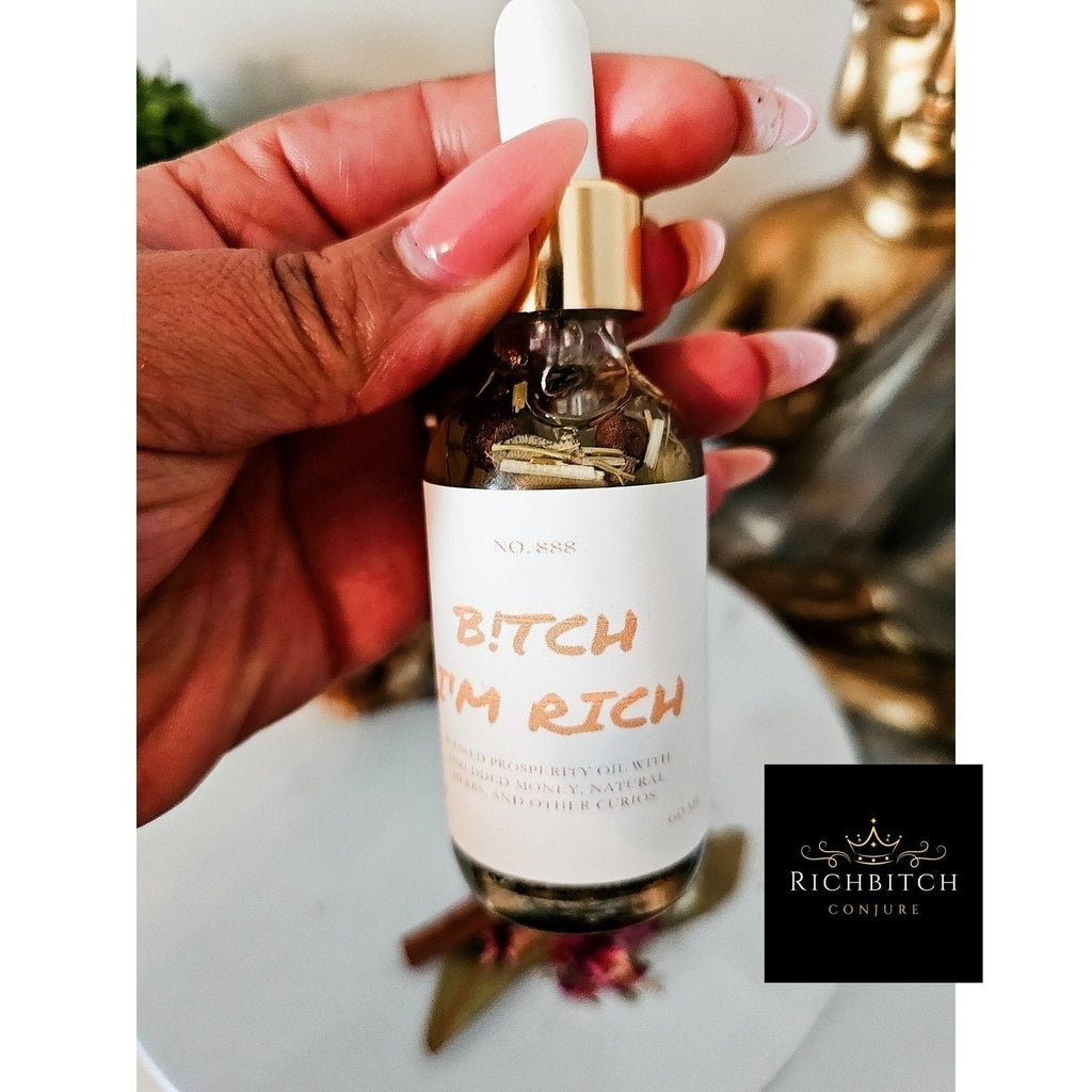 Rich Bitch Money Drawing Hoodoo Conjure Oil | Money Attraction Oil | Wealth Ritual Oil | Prosperity Rootwork Oil | Abundance Spiritual Supply