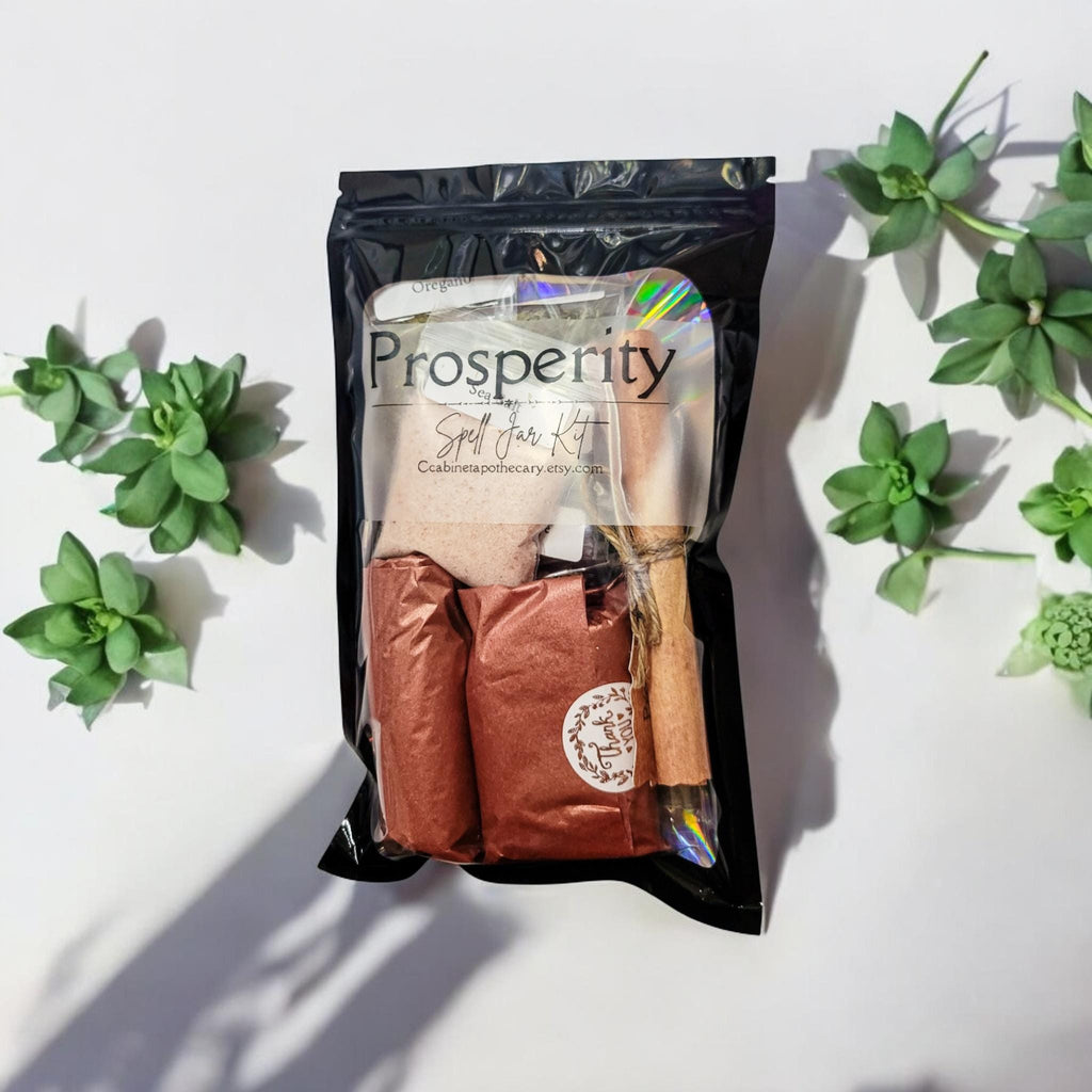 DIY Prosperity Spell Bottle Kit: Crystals, Herbs, and Instructions